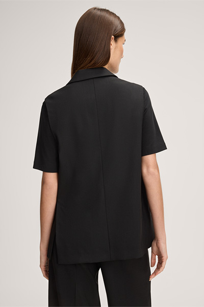 Schurwoll-Weste mit Revers in Schwarz