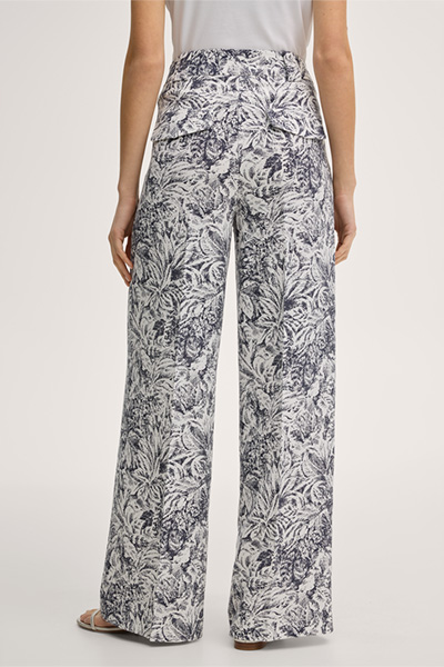 Lyocell-Print-Marlene-Hose in Navy Ecru