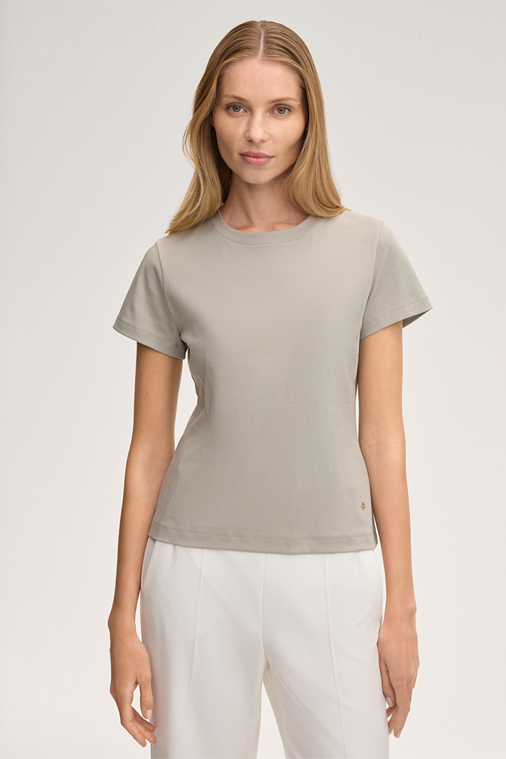 Führt zu Produktdetailseite „Baumwoll-Interlock T-Shirt in Grau-Beige"