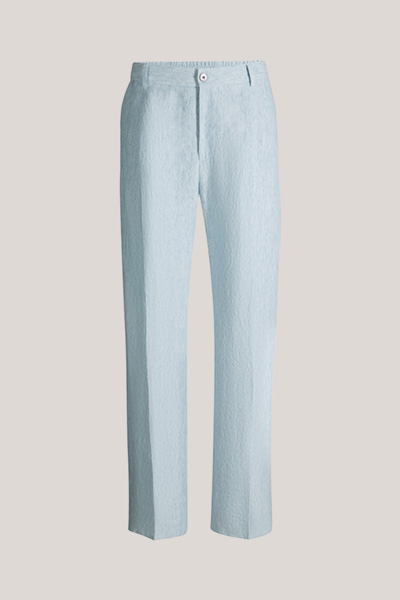 Franco linen modular trousers with pleat on the waistband in washed blue