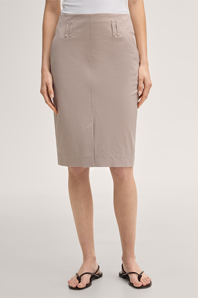 Cotton stretch gabardine pencil skirt in taupe