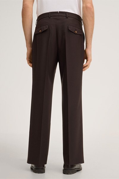Francos Modular Virgin Wool Trousers with Waist Pleats in Brown