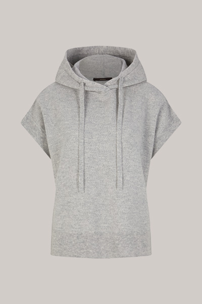 Sweat à capuche en laine vierge à teneur en cachemire, en gris