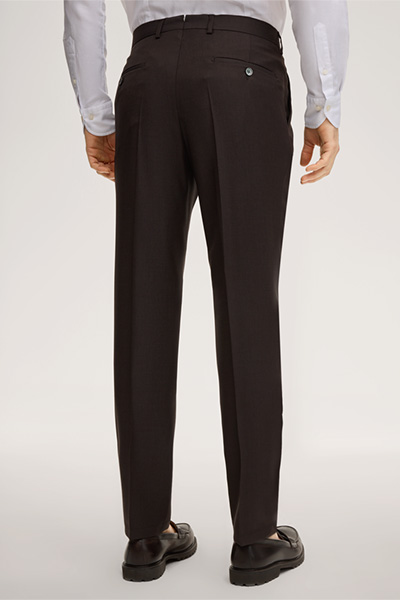 Schurwoll-Baukasten-Hose Silvi mit Bundfalte in Braun