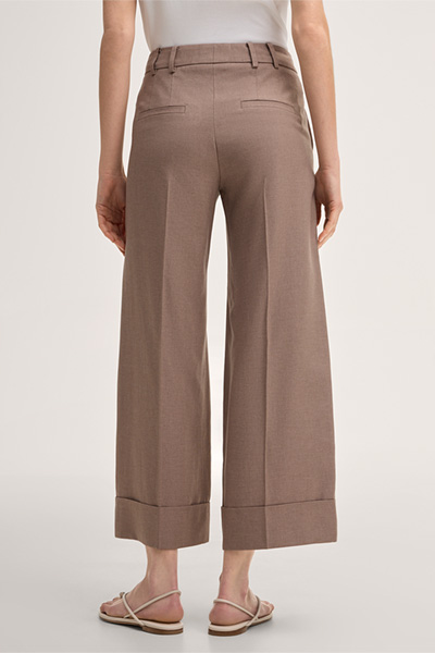 Lyocell culottes with turn-ups in brown