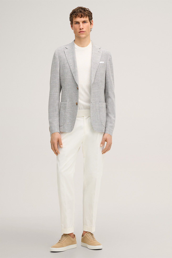 Mène à la page produit « Veste en coton mélangé Giro avec lin gris chiné »