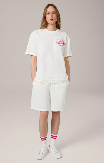 Unisex-Loungewear-Shirt aus Baumwolle in Ecru
