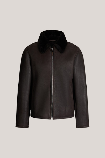 Mezzano Lambskin Leather Jacket in Brown