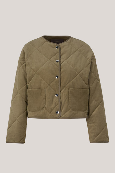 Feincord-Stepp-Jacke in Oliv