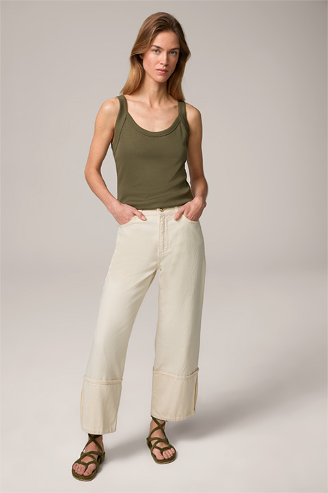 Tencel/Cotton Ribbed Top in Olive