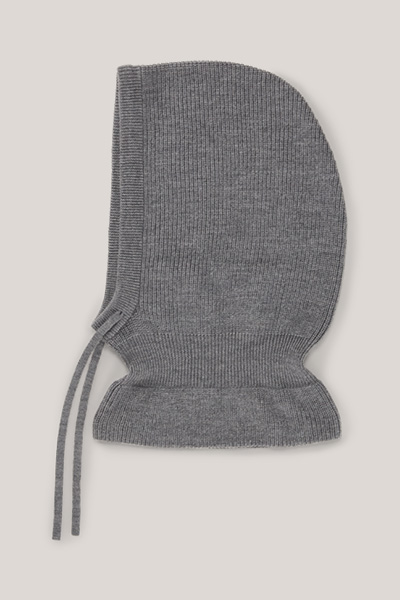 Merino-Strick-Balaclava in Grau-Beige