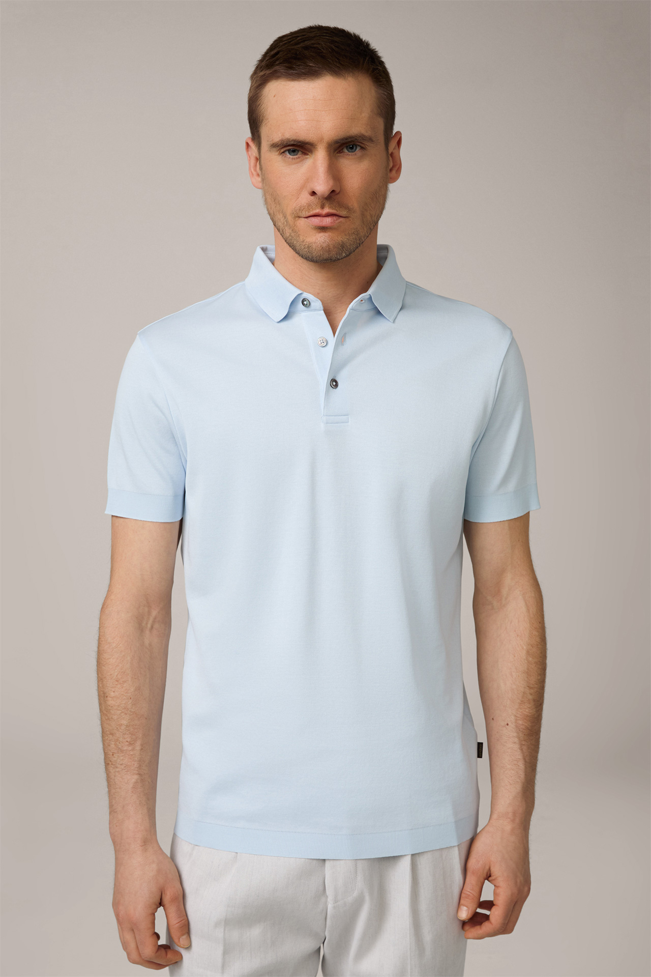 Floro Cotton Polo Shirt in Light Blue 