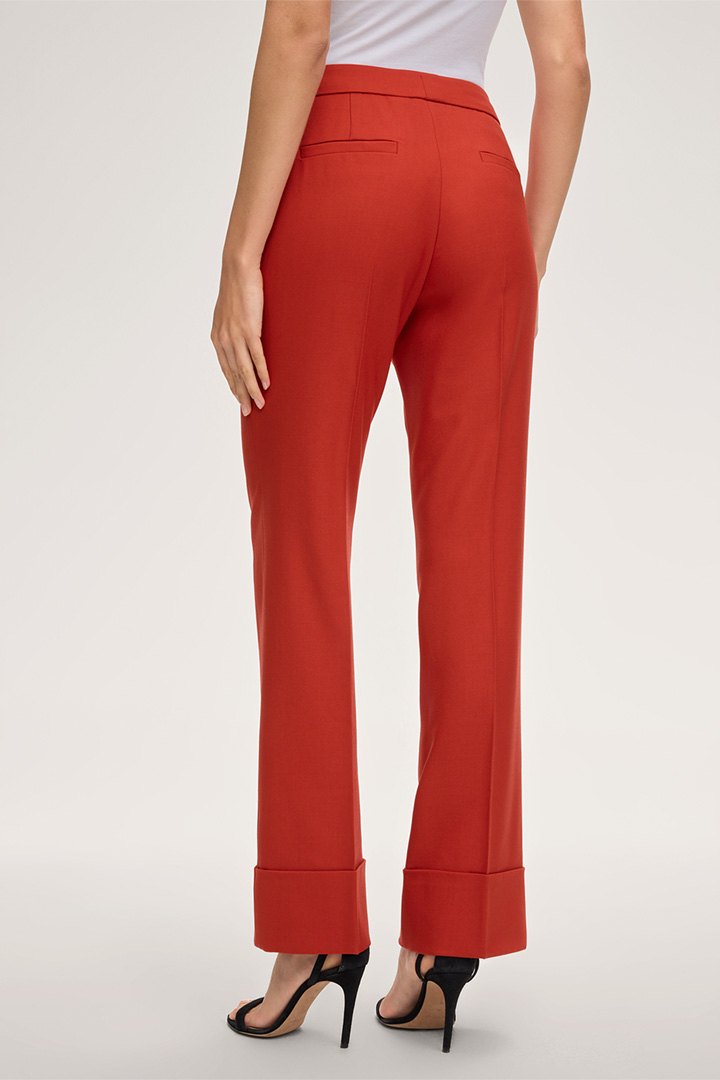 Schurwollstretch-Twill-Wide-Leg-Hose in Rot