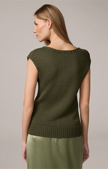 Viscose Mix Chunky Knit Top in Olive