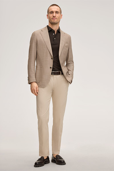 Schurwollmix-Sakko Giorno mit Leinen in Beige