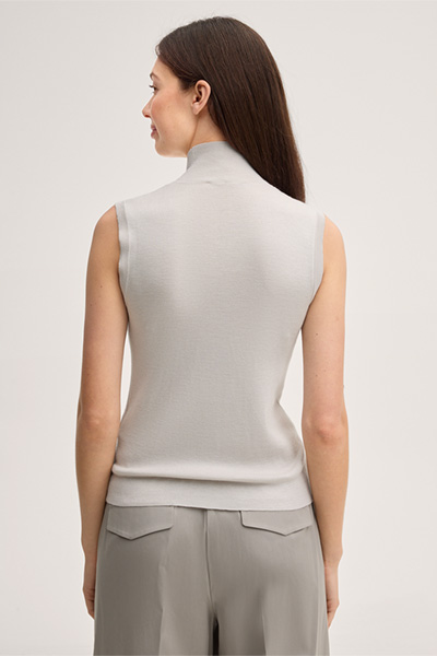 Schurwoll-Seidenmix-Rollkragen-Top in Ivory