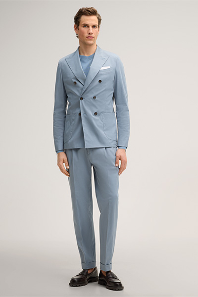 Pantalon modulable Sapo en coton mélangé avec plis à la taille, couleur bleu clair