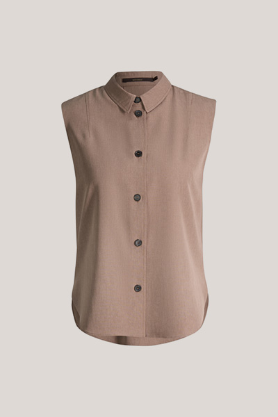 Lyocell hem blouse top in brown
