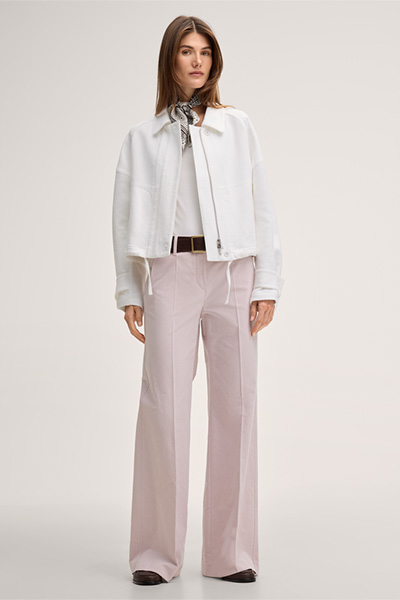 Crêpe-Double-Weave-Blouson-Jacke in Weiß