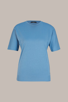 Tencel-Baumwoll-Kurzarm-Shirt in Blau