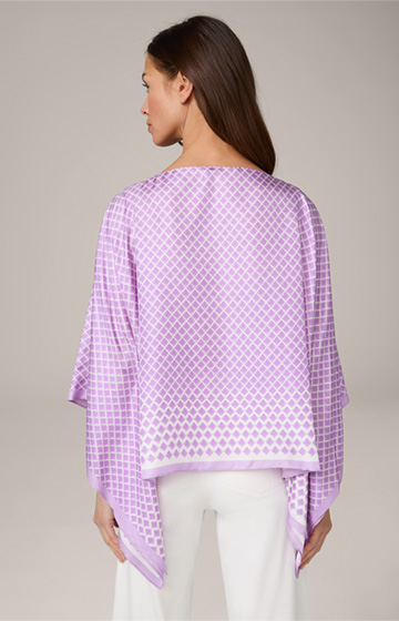 Silk Twill Poncho in a Lilac Pattern