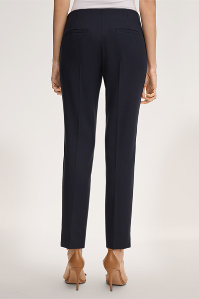 Pantalon de tailleur en crêpe, en bleu marine