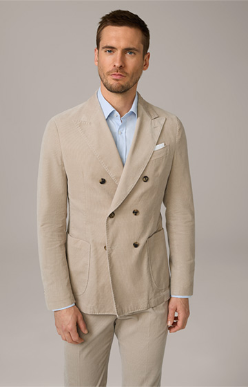 Salino Double-breasted Corduroy Jacket in Taupe