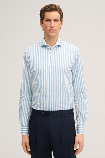 Lano cotton shirt in light blue and white stripes
