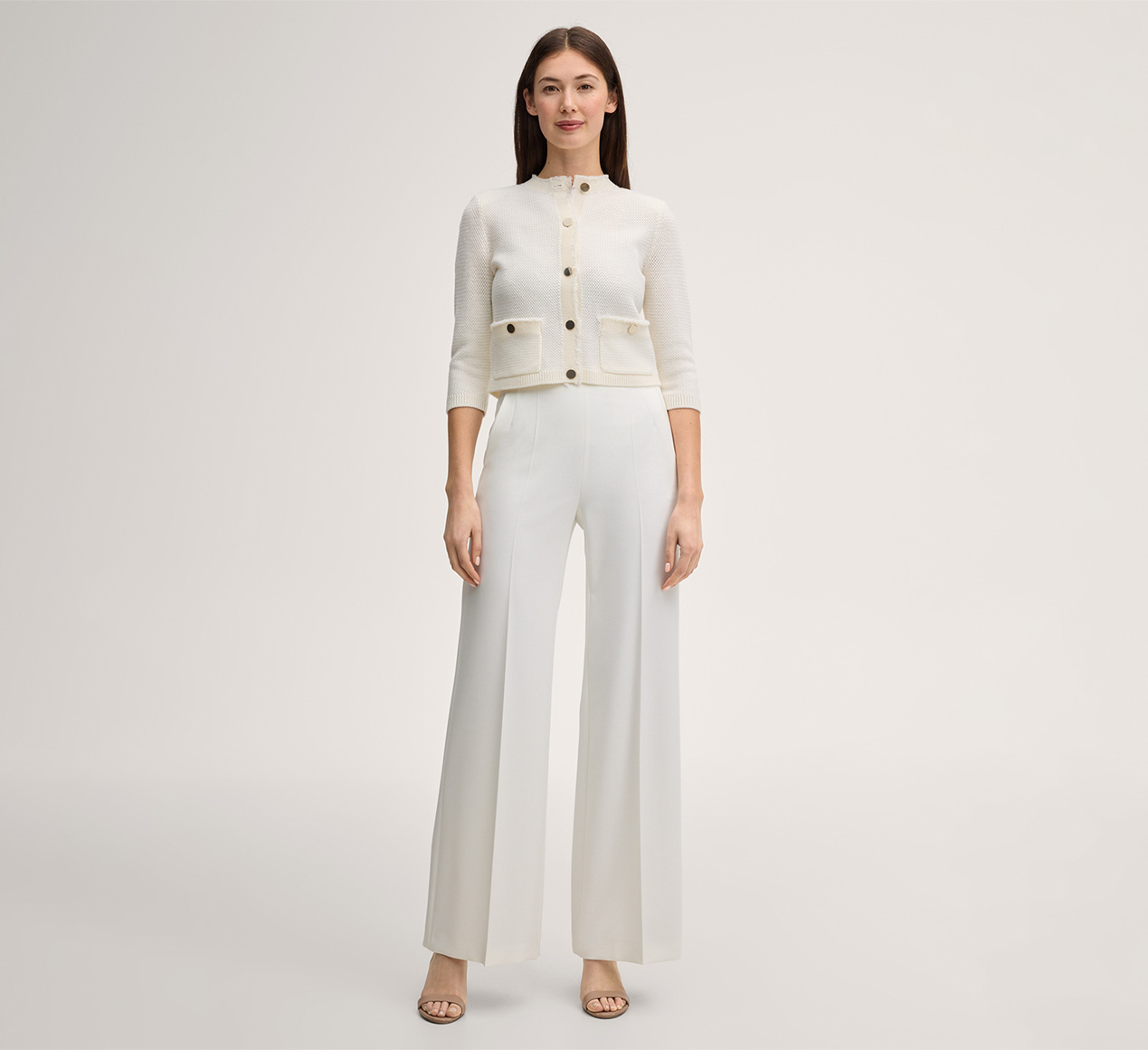 windsor. presents the product Merino Knitted Cardigan in Ecru from the category Knitwear