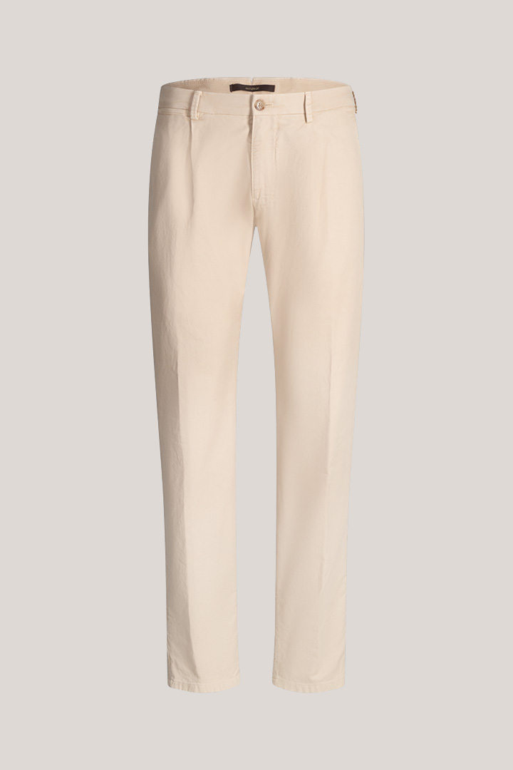 Baumwoll-Chino Cino mit Bundfalte in Beige