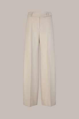 Virgin Wool Stretch Palazzo Trousers in Beige