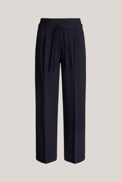 Crepe-Culotte-Hose mit Gürtel in Navy