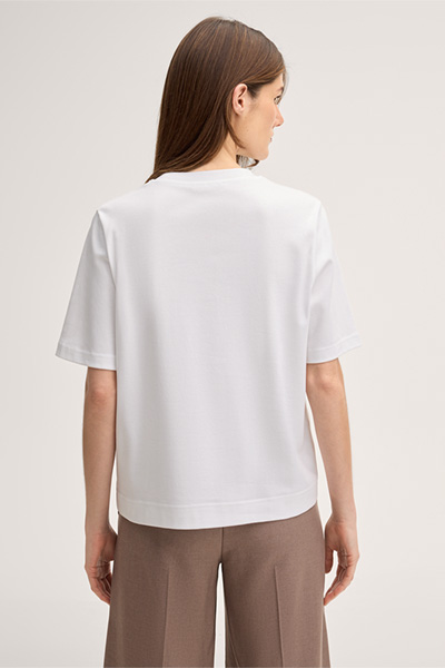 Cotton interlock short-sleeved shirt with knot detail in white