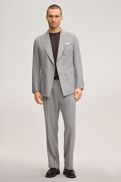 Schurwollmix-Hose Francos mit Bundfalte in Grau