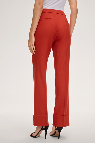 Schurwollstretch-Twill-Wide-Leg-Hose in Rot