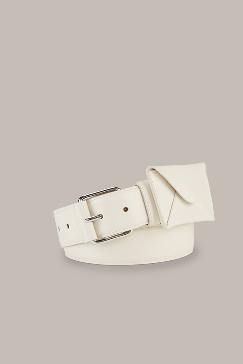 Nappa Leather Belt with detachable Envelope Bag in Cream