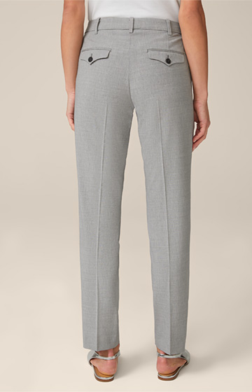 Wool Blend Suit Trousers in Light Grey Melange