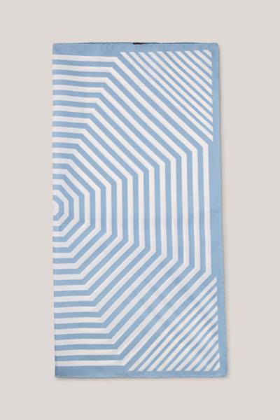 Seidentuch in Hellblau-Ecru gestreift