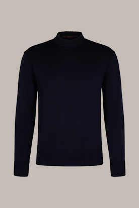 Ramiro Virgin Wool Pullover with Stand-up Collar in Navy