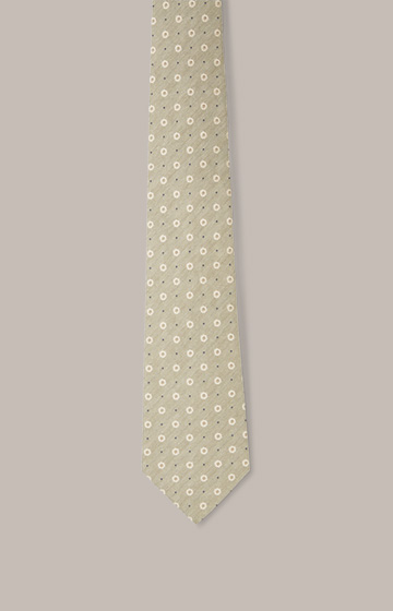 Linen Tie with Silk in Green Patterned