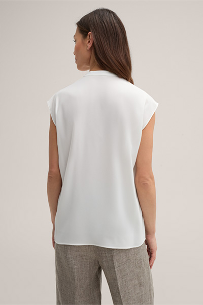 Sleeveless Crêpe Blouse Top in Ecru