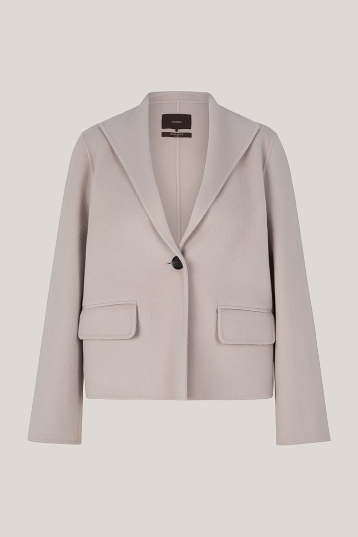 Doubleface-Blazer-Jacke in Steingrau