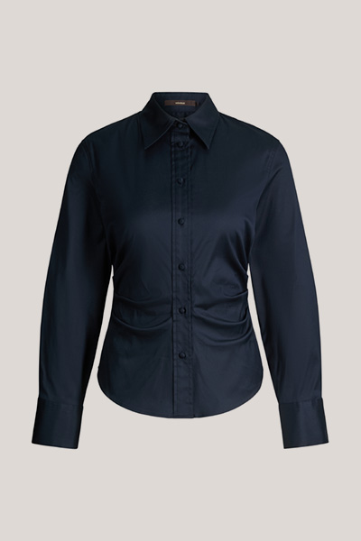 Baumwollstretch-Hemd-Bluse in Navy