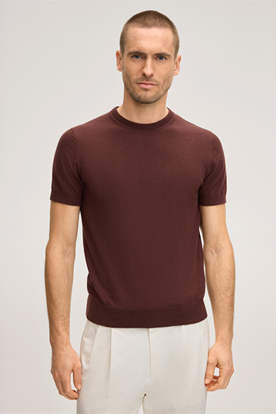 Strick-Shirt Cashmilo mit Cashmere und Seide in Bordeaux Rot