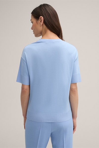 Tencel-Baumwoll T-Shirt, halbarm, in Himmelblau