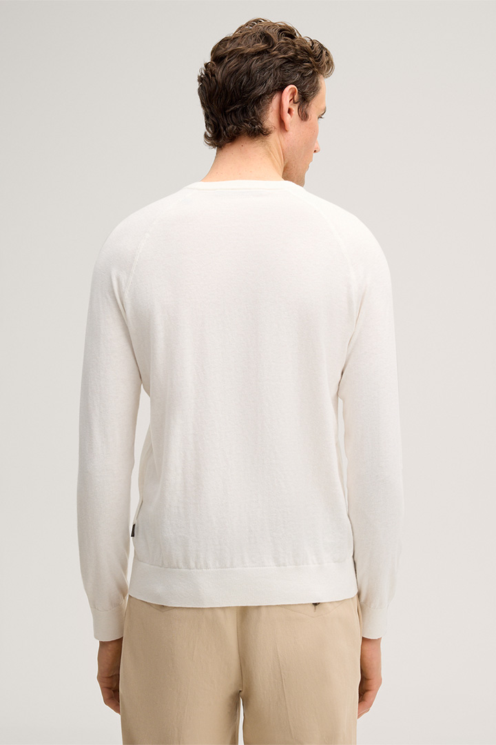 Cashmilo Knitted Pullover with Cashmere and Silk in Off-White