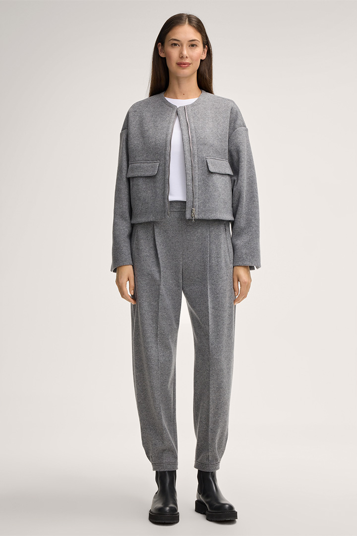 Leads to look detail page “Shop the Look: Double wool jersey combination in gray”