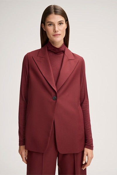 Schurwoll-Weste mit Revers in Rot