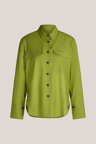 Schurwoll-Hemdbluse in Grün