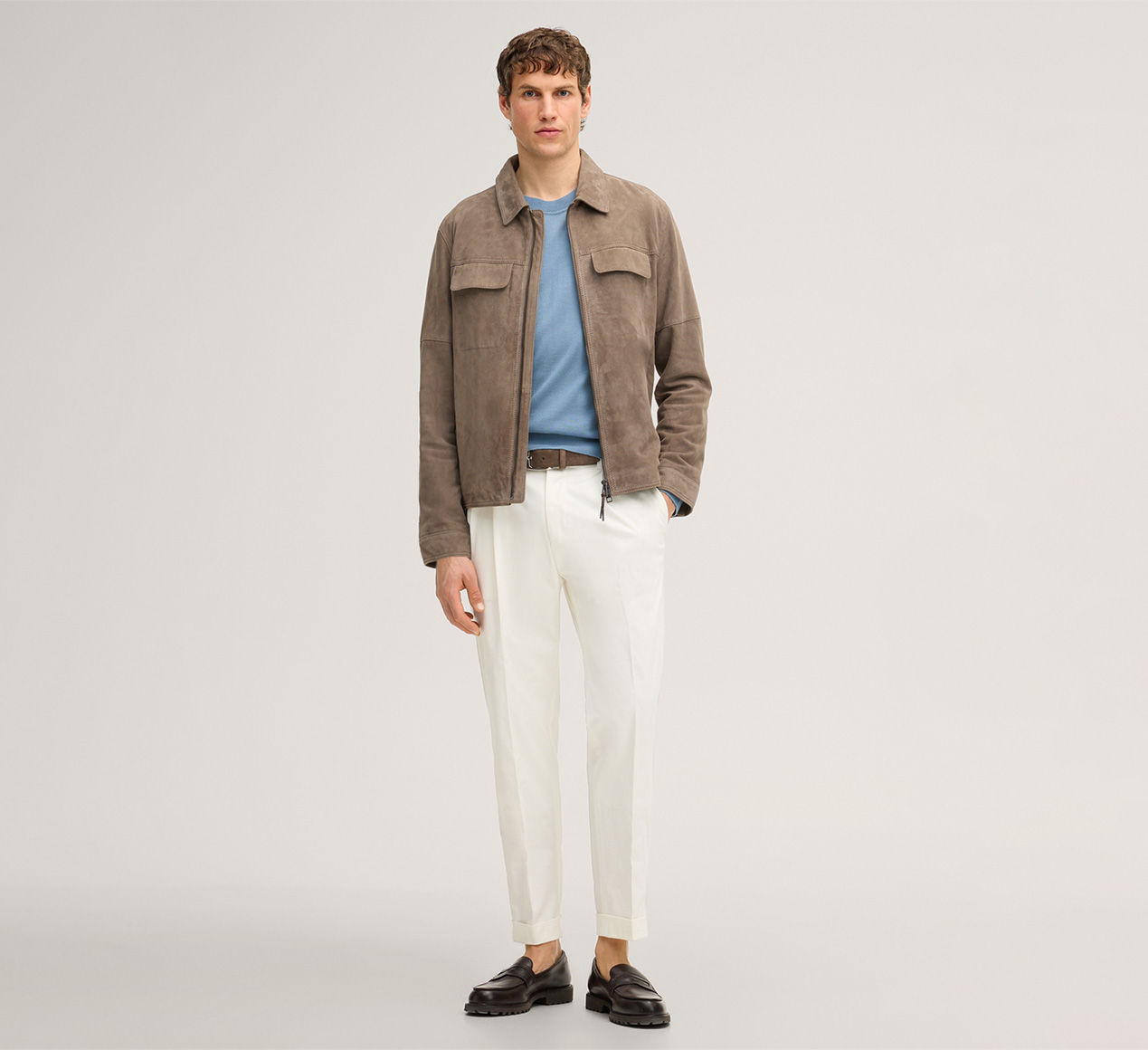 windsor. presents the product Pesaro Leather Jacket in Grey from the category Leather jackets & shirt jackets